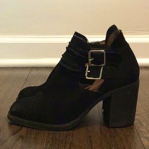 Jeffrey Campbell Black Suede Heel Booties, sz 6.5